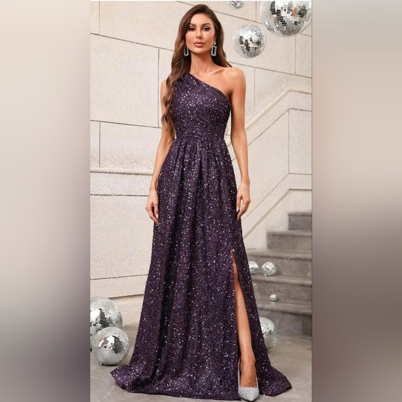 Purple Sequin Gown - Picture 5 of 5